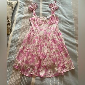 Pink and white floral dress